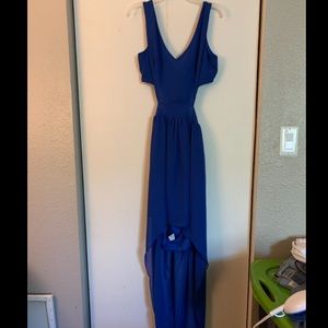 Blue hi-low backless dress